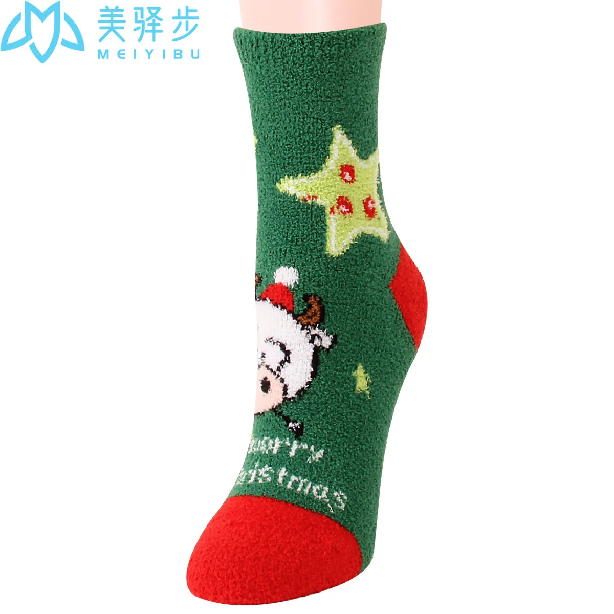 12 Pairs Per Set New Year Gift Socks Thickened Warm Lovely Ox Christmas Socks Plush Sleep Cartoon Female Coral Socks