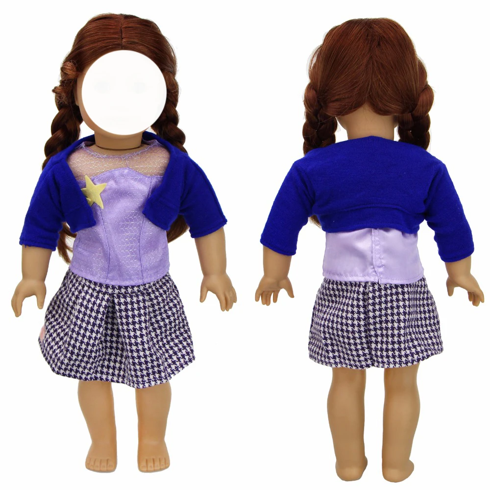 3 предмета = Синяя Куртка + кружевной жилет Блузка с рисунком звезды черно-белое