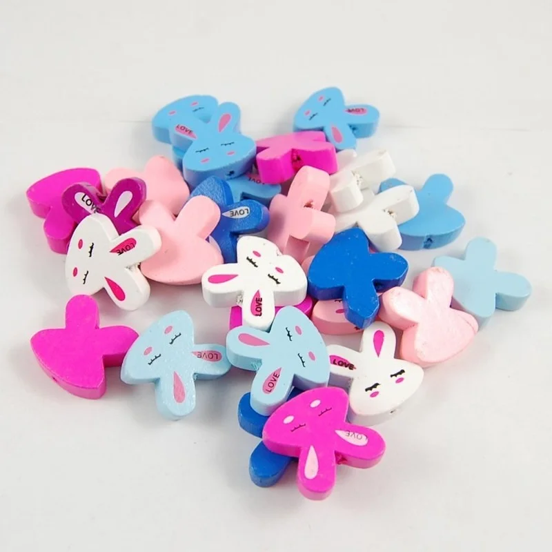 

Бусины деревянные в виде кролика, россыпью, разные цвета, 50 шт., 20 мм