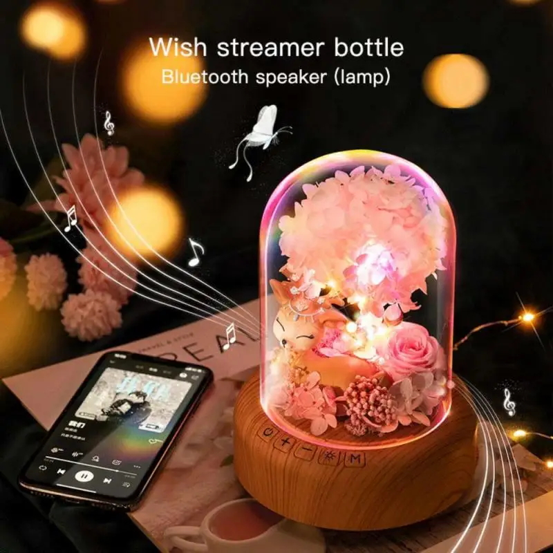 

Wishing Streamer Bottle Creative Night Light Birthday Christmas Gift Usb Rechargeable Eternal Flower Led Bedside Table Lamp