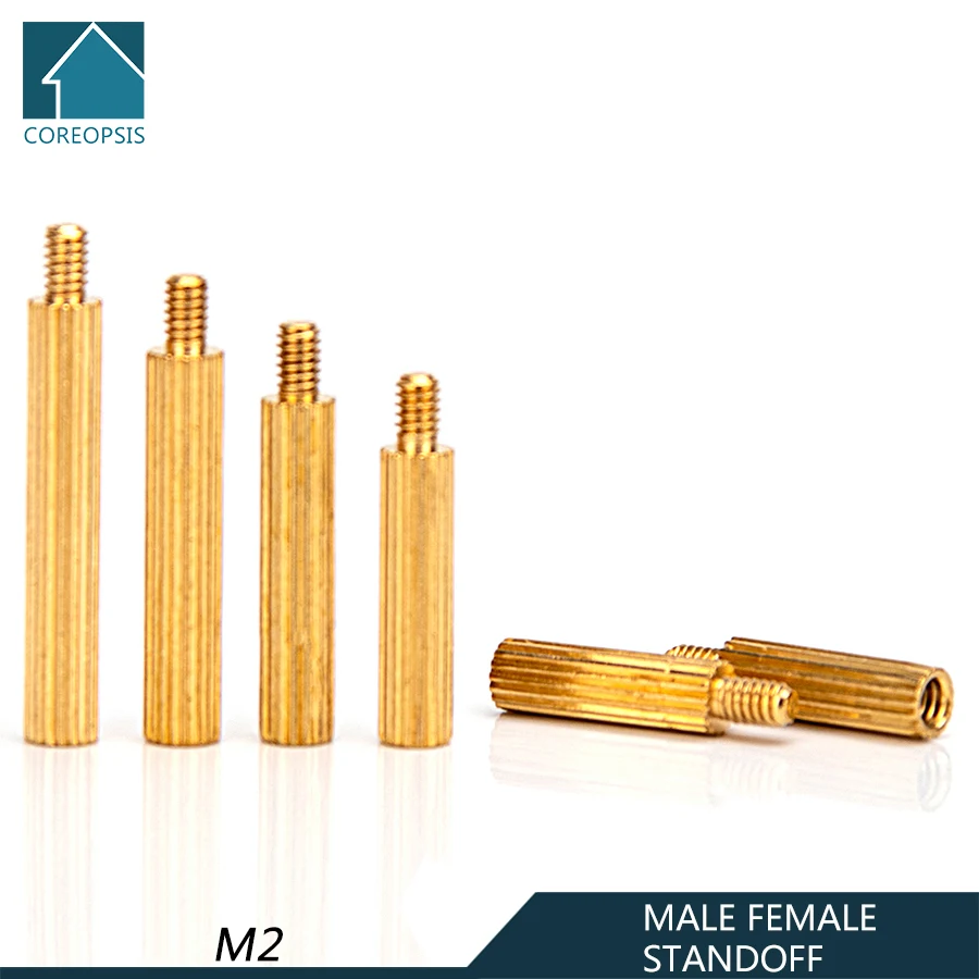 

M2 Brass Standoff Spacer Column Female to Female Screw Knurled Cylindrical Flat Head Copper Spacing Screws Nuts