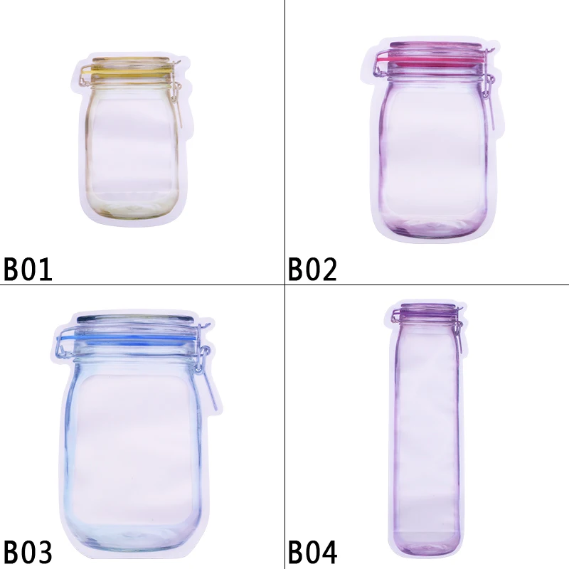 5 шт многоразовые PE Mason Jar форма бутылки на молнии мешки Орехи закуски конфеты
