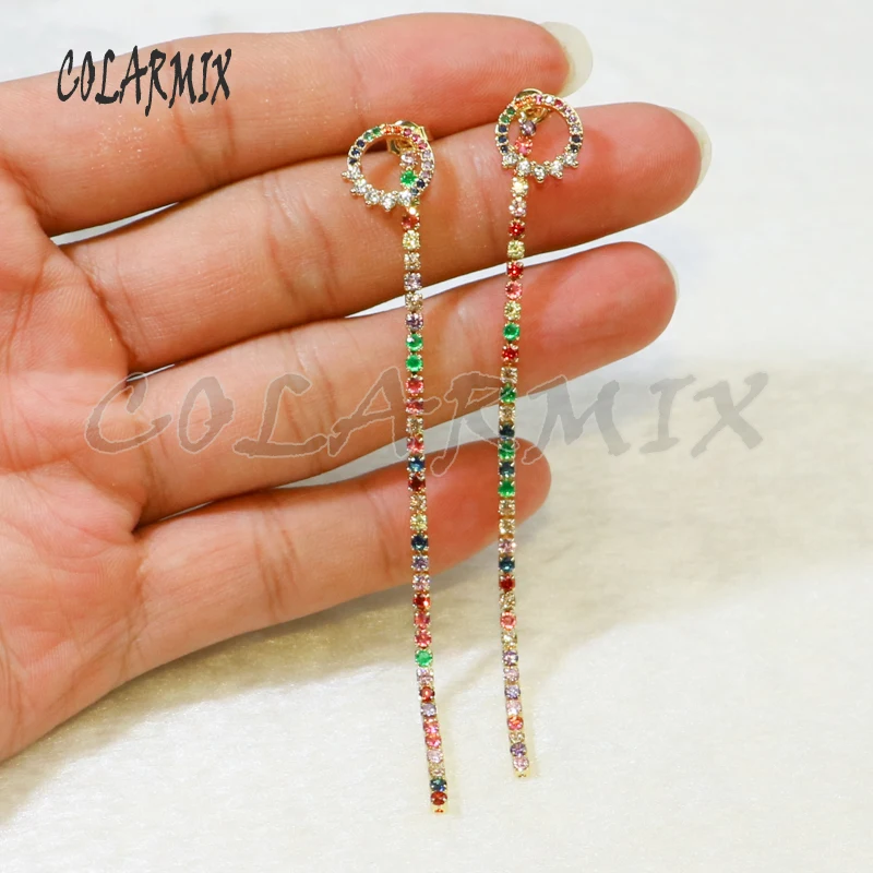 6 Pairs Zircon earrings long chain gift for lady fashion elegant jewelry Party 5823 | Украшения и аксессуары