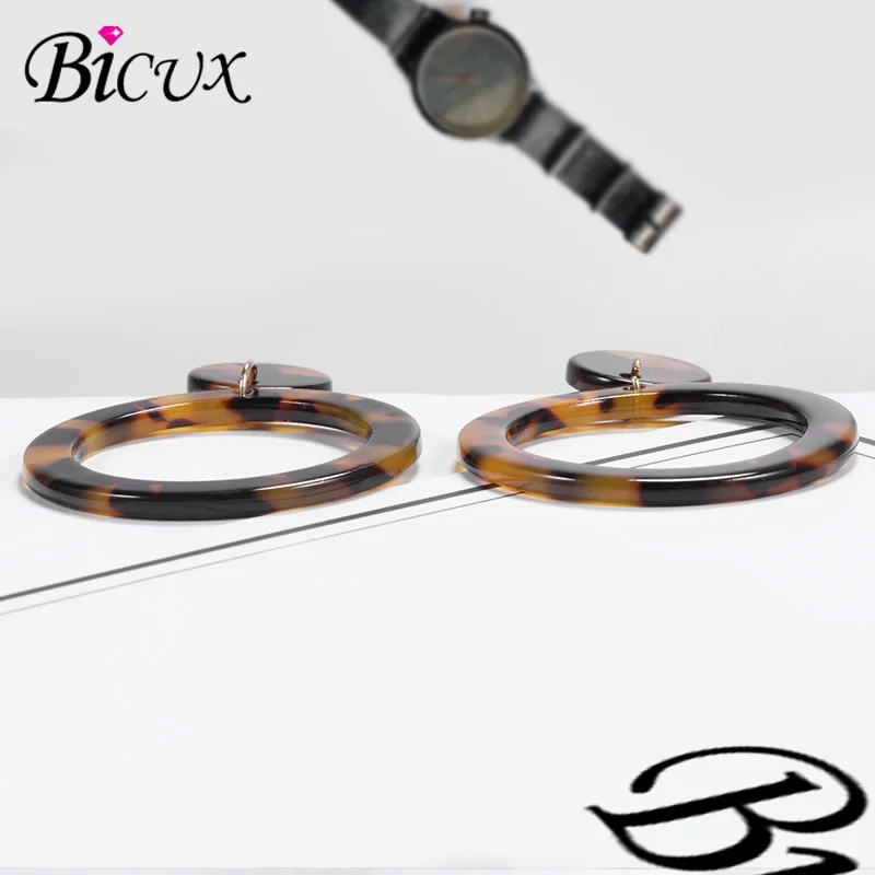 Женские круглые серьги подвески с леопардовым принтом BICUX акриловые Винтажные в