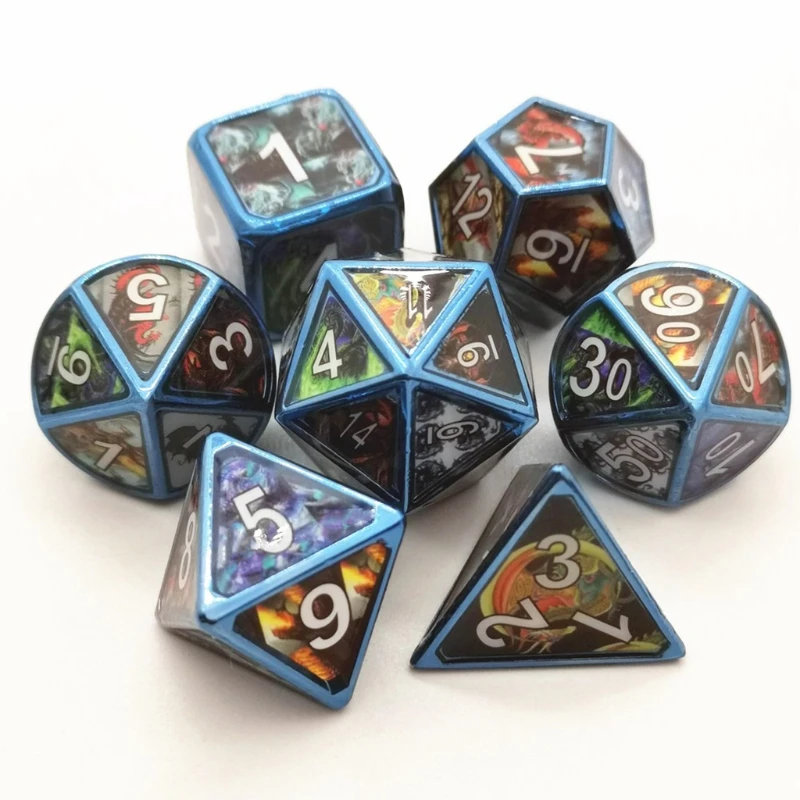 

7pcs Deluxe Metal Dice Polyhedral Board Game Dice Set for Friends Party RPG MTG D4 D6 D8 D10 D12 D20