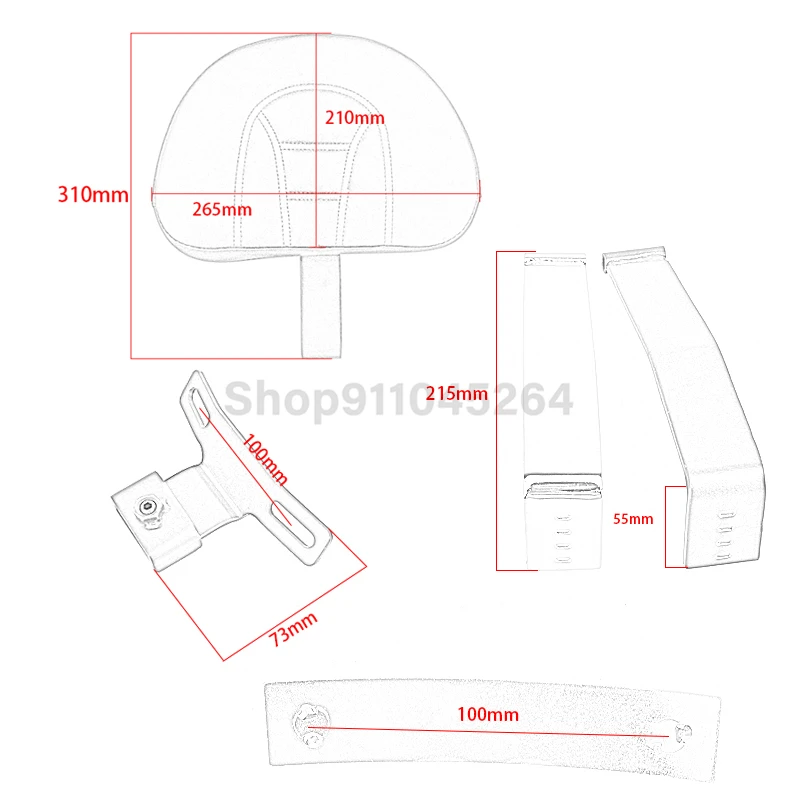 Съемная спинка для водителя мотоцикла со съемной спинкой с кожаным ремешком