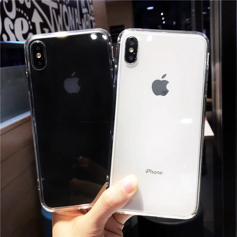 Чехол из закаленного стекла для iPhone 7 8 Plus прозрачный чехол ТПУ iphone 6 X XR XS MAX 12 11 Pro