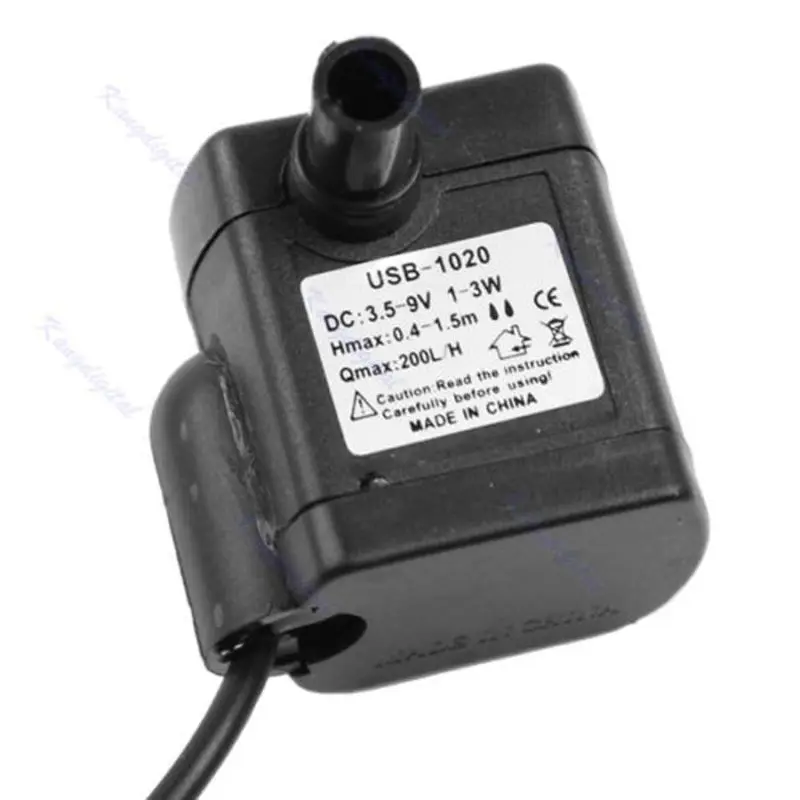 

DC 3.5V - 9V 3W USB Submersible Water Pump Aquarium Fish Tank Fountain Pond Pump T3EC