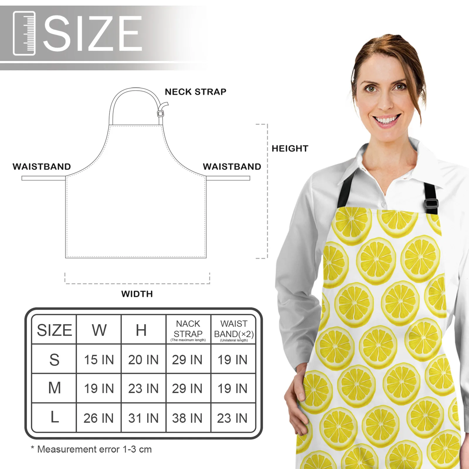 

Summer Style Yellow Lemon Fruit Printed Kitchen Cooking Baking Aprons Canvas Sleeveless For Women Man Kids Home Delantal Cocina