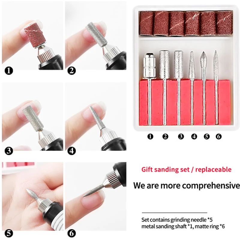 

Professional Portable Electric Nail Kit, Electric Nail Drill, Acrylic Gel Remover Nail Tools US Plug