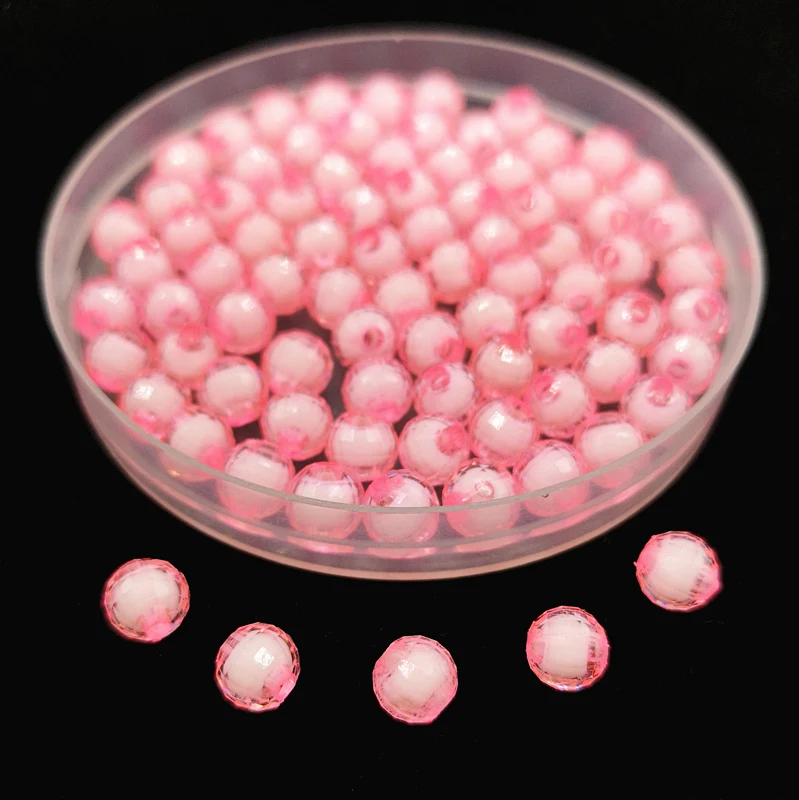 Pink 8 мм/10 мм граненые круглые бусины акриловые бусины для изготовления ювелирных изделий браслет ожерелья подвески DIY - Цвет: Pink