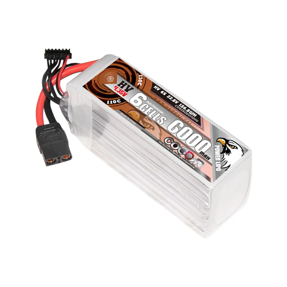 

HV 6S 6000MAH 22.8V 110C Lipo Battery XT90 Plug Connector Wire Cable For FPV RC Racing Drone Tinywhoop Frame Kit Quadcopter Part