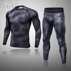 Мужской компрессионный комплект MMA, термобелье, мужские облегающие брюки, одежда для фитнеса и бодибилдинга, змеиная кожа, спортивный костюм Rashguard