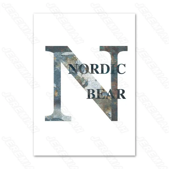 

Cute Bear Letter Cartoon Poster Nordic Style Waterproof Ink Canvas Print Art Painting Modern Living Room Wall Stickers