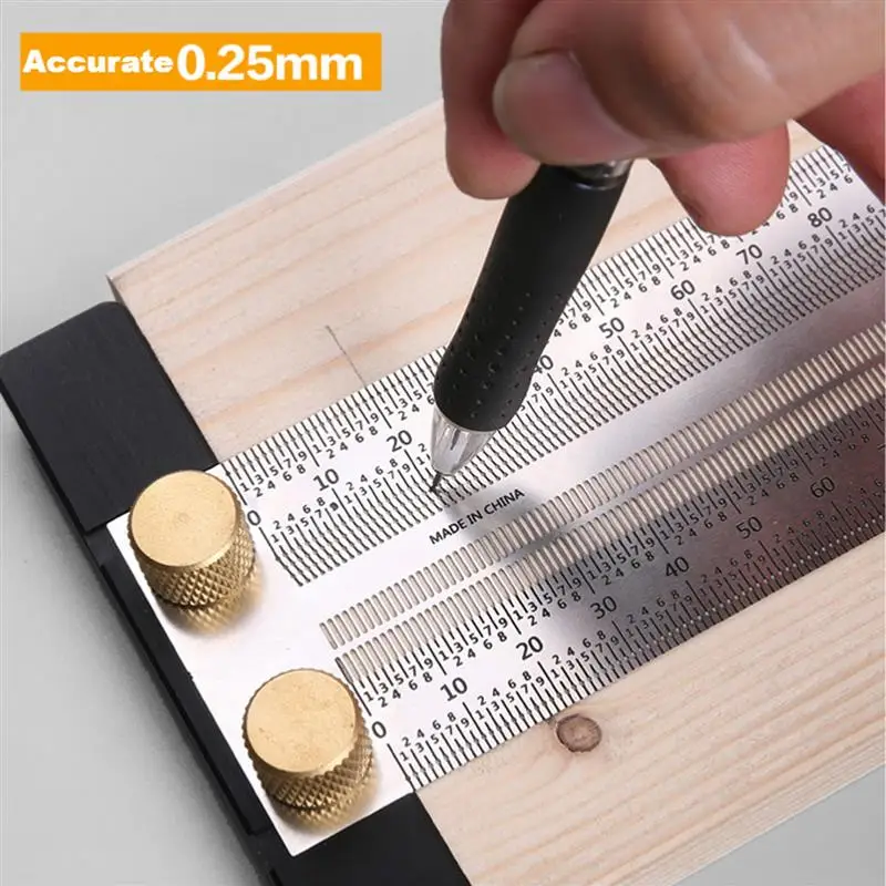 180-400mm High-precision Scale Ruler T-type Hole Ruler Stainless Woodworking Scribing Mark Line Gauge Carpenter Measuring Tool