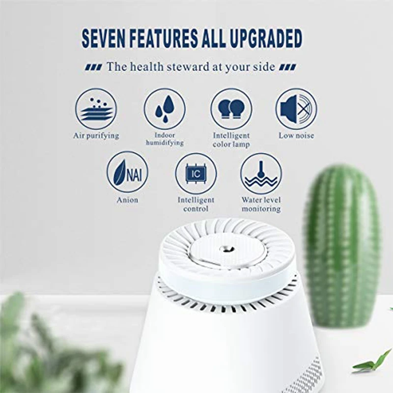 

HEPA Air Purifiers for Home, Portable Air Filtration Humidifier, Sleep Mode,Bedroom Office, Night Light,Desktop Cleaner