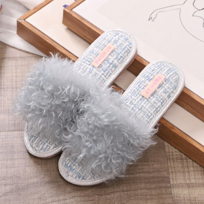 

New style maomao outer wear slipper female indoor non-slip household fashion slipper han edition autumn and winter plush slipper