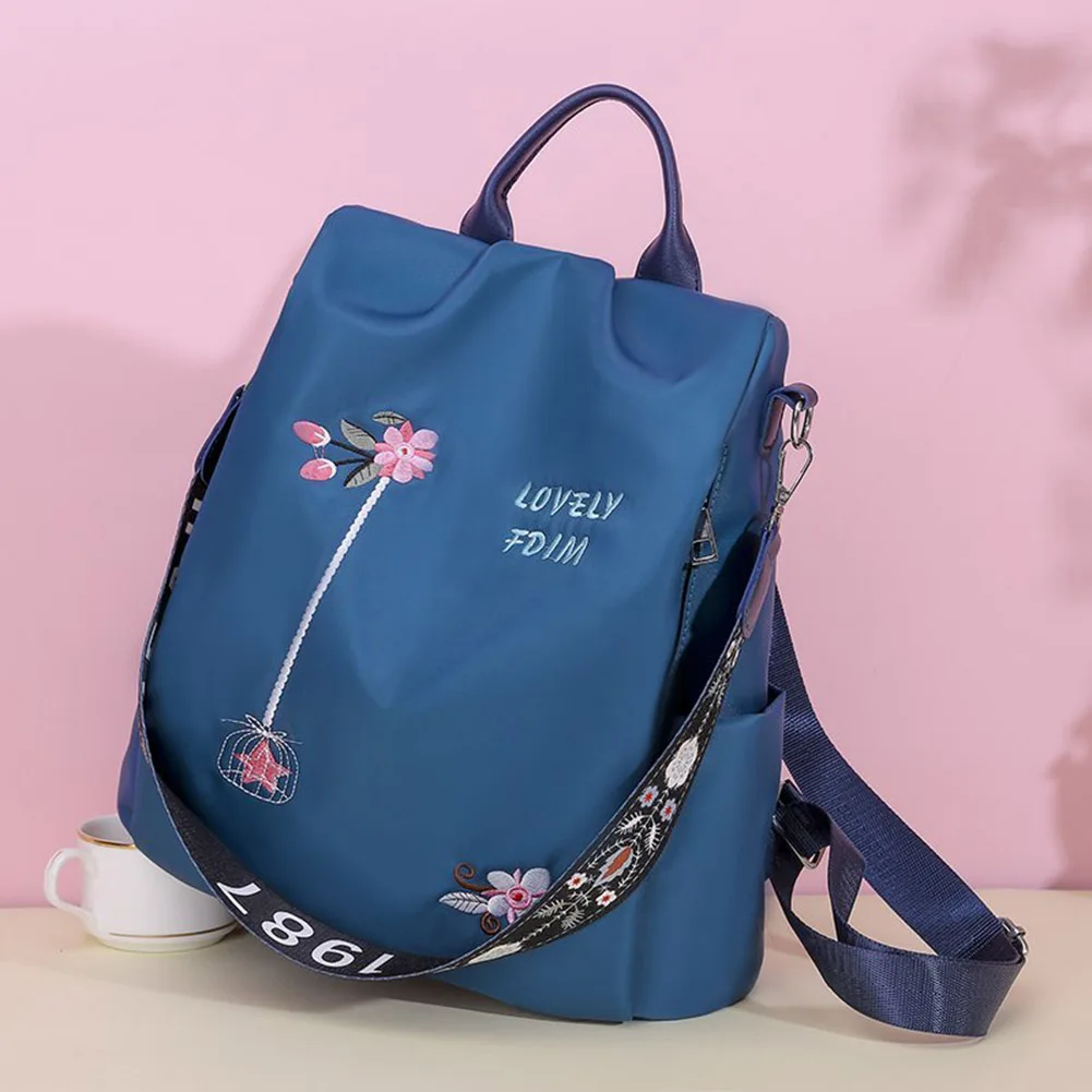 

Повседневный рюкзак из ткани «Оксфорд», школьные ранцы на плечо с цветочной вышивкой для книг, Женская Повседневная дорожная сумка с защито...