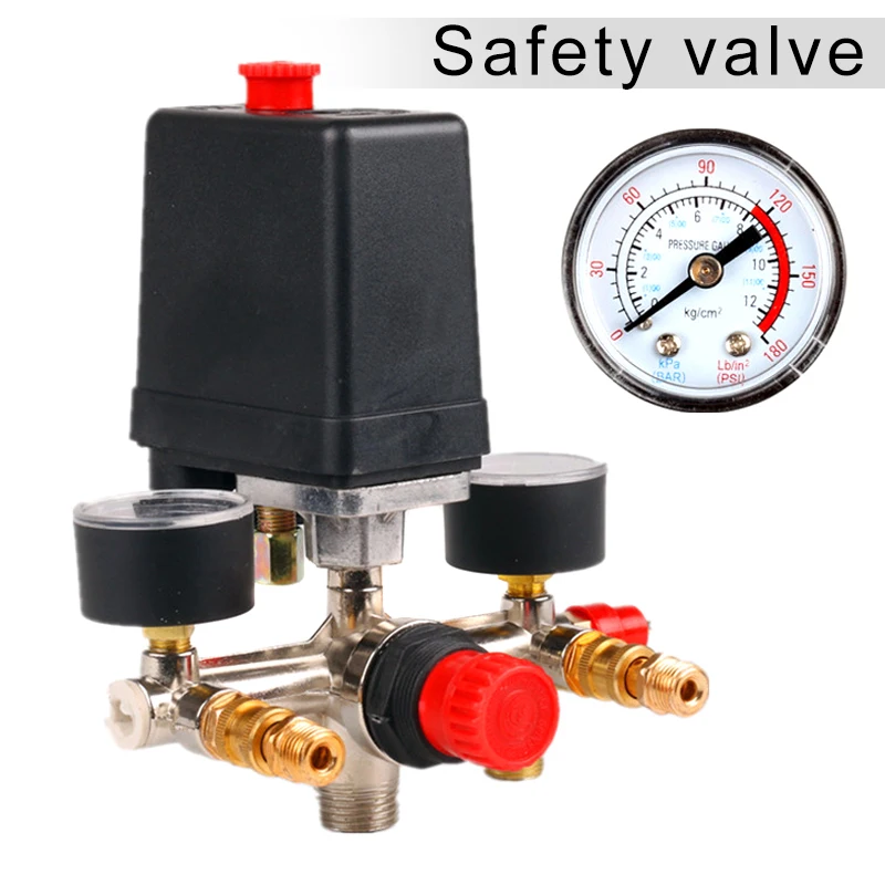90-120PSI Air Compressor Manifold Regulator Gauges Pressure Durable Switch Control Valve HVR88