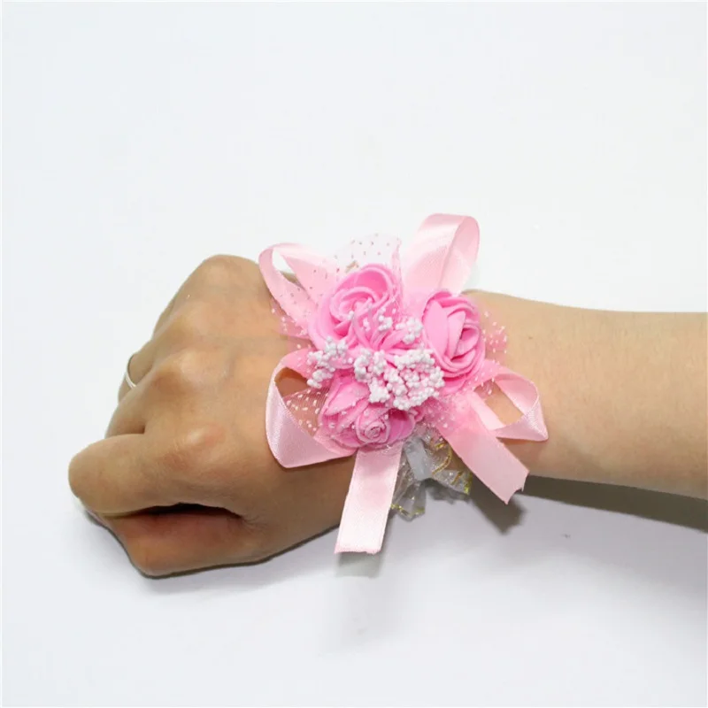 Женский браслет с искусственным цветком свадебный подружки невесты цветами на