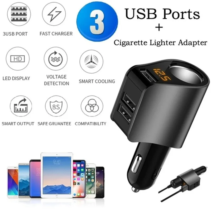 12 24V 80 Вт автомобильный тройной двойной USB адаптер для автомобильного