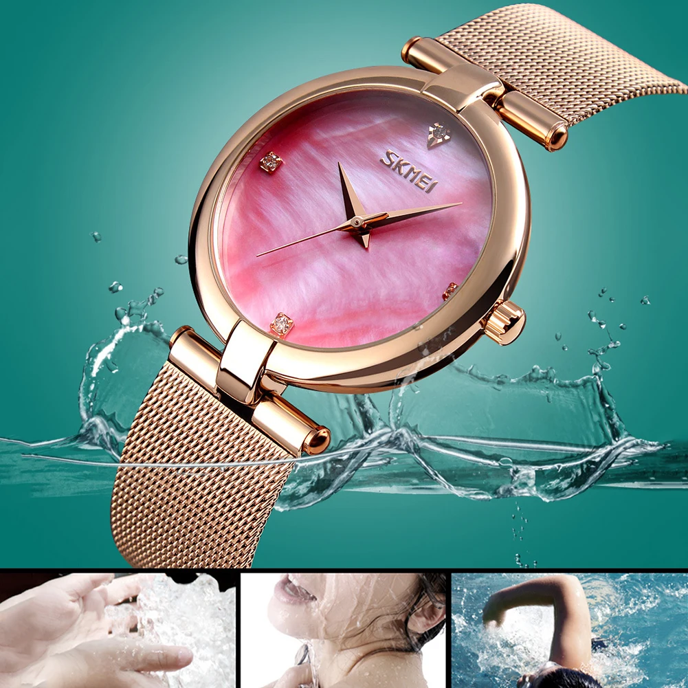 SKMEI водонепроницаемые женские Стразы инкрустация поверхность оболочки большой