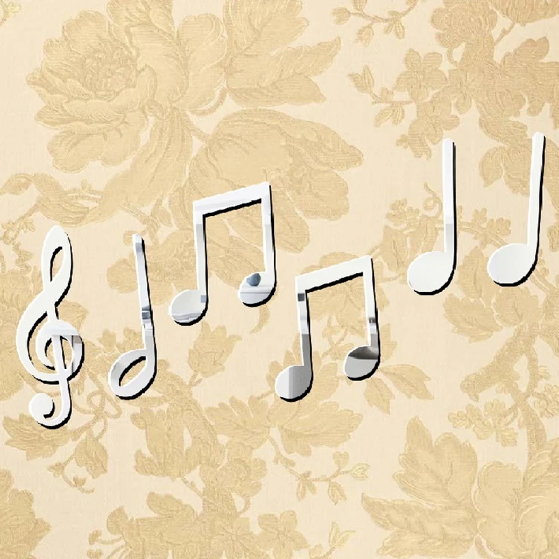 Музыкальные нотки модные зеркальные наклейки резные настенные Практика