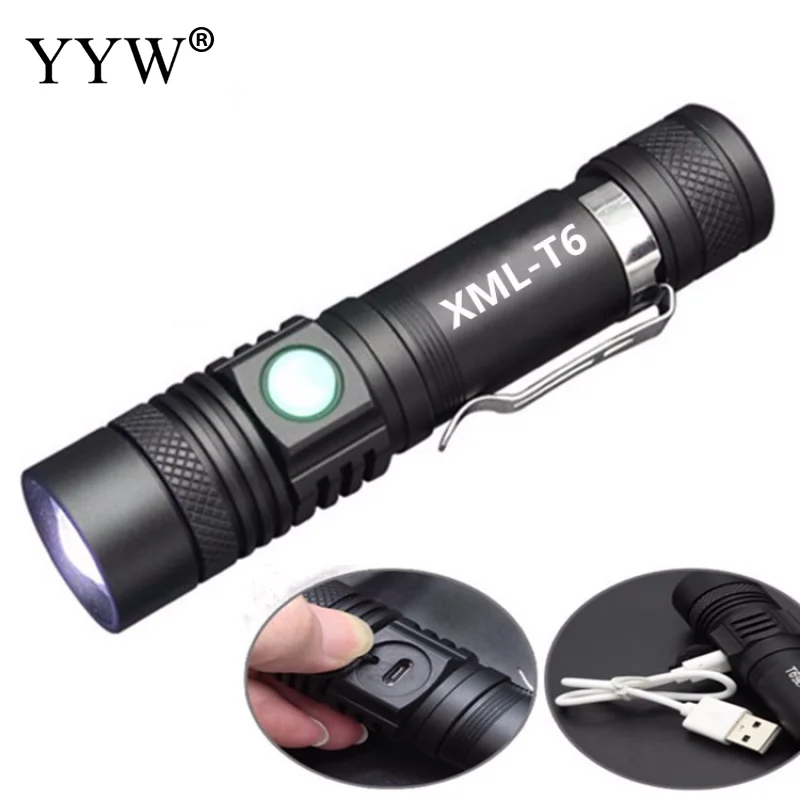 

Mini Led Flashlight Usb Direct Charge & Battery Home Outdoor Lighting Riding Focusing T6 Hand Lamp Light Intensity Flashlight