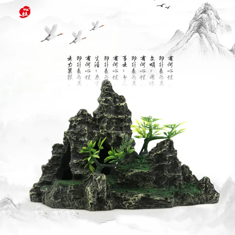 

Aquarium Fish Tank Ornament Creative Resin Artificial Beautiful Ornament Hill Landscape Mountain Decor Rockery Decor Accessories