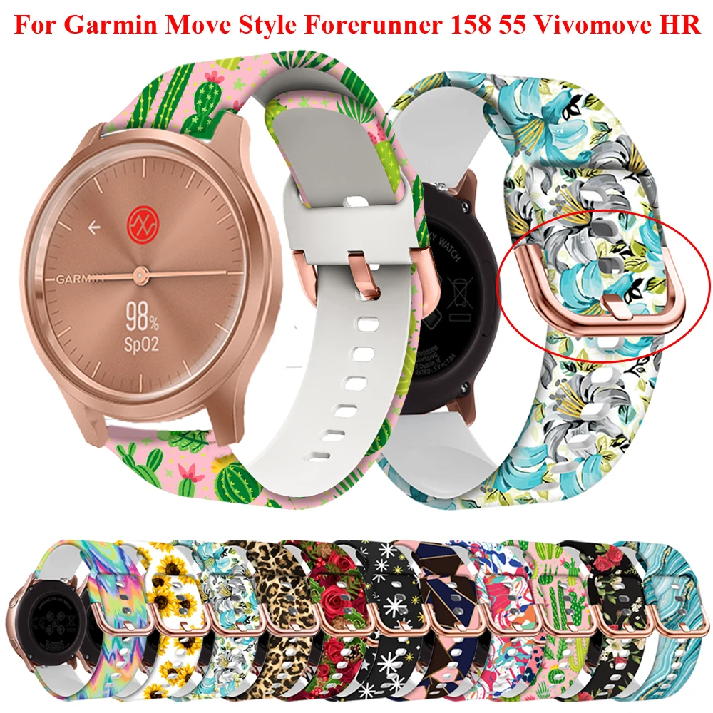 

20mm Printing Strap For Garmin Forerunner 158 55 645 245 Band Vivomove HR Move 3 Venu Easyfit Smart Watch Wristband Bracelets