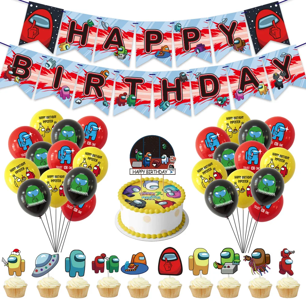1 Набор из нас на тему дня рождения торт карты баннер вечерние латексные шары для