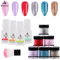biutee 6 colors dipping nail powder set french manicure sparkling gradient nail glitter natural dry dip nail chrome decoration