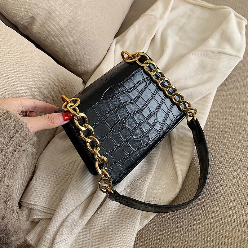 

Stone Pattern PU Leather Shoulder Simple Bags For Women 2020 Chain Mini Fashion Travel Handbags and Purses Cross Body Bag