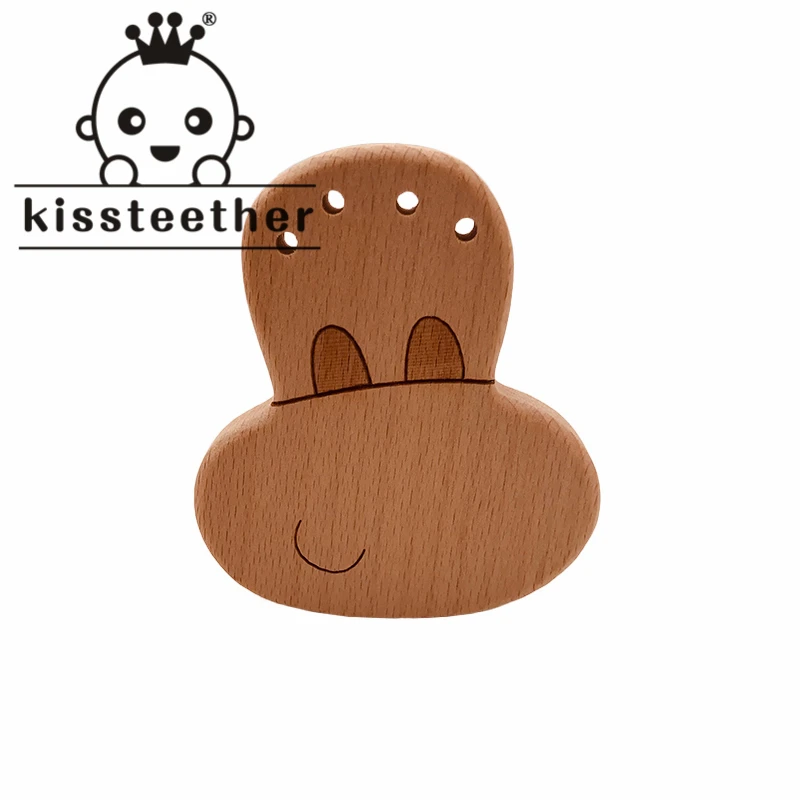 Kissteether-mordedor de madera para beb&eacute; reci&eacute;n nacido, juguete org&aacute;nico, sonajero de madera, abalorios para beb&eacute;, mordedor de madera de haya natural-0