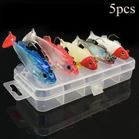 5pcsbox colorful soft lures suit kit 8g 15g artificial bait silicone fishing lures with 1 piece luminous lure