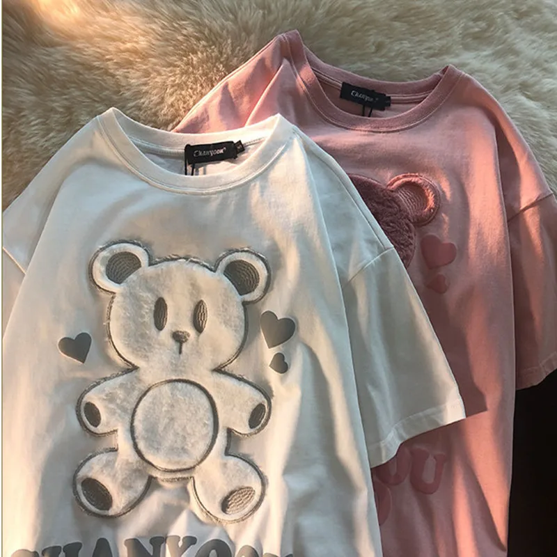 Хлопковая футболка с коротким рукавом для пары летние свободные рубашки женщин