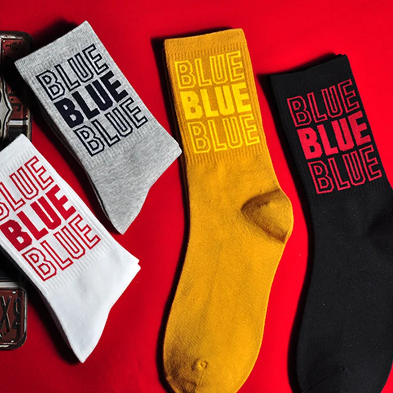 Синие носки до середины голени для взрослых с вырезами тени уникальные