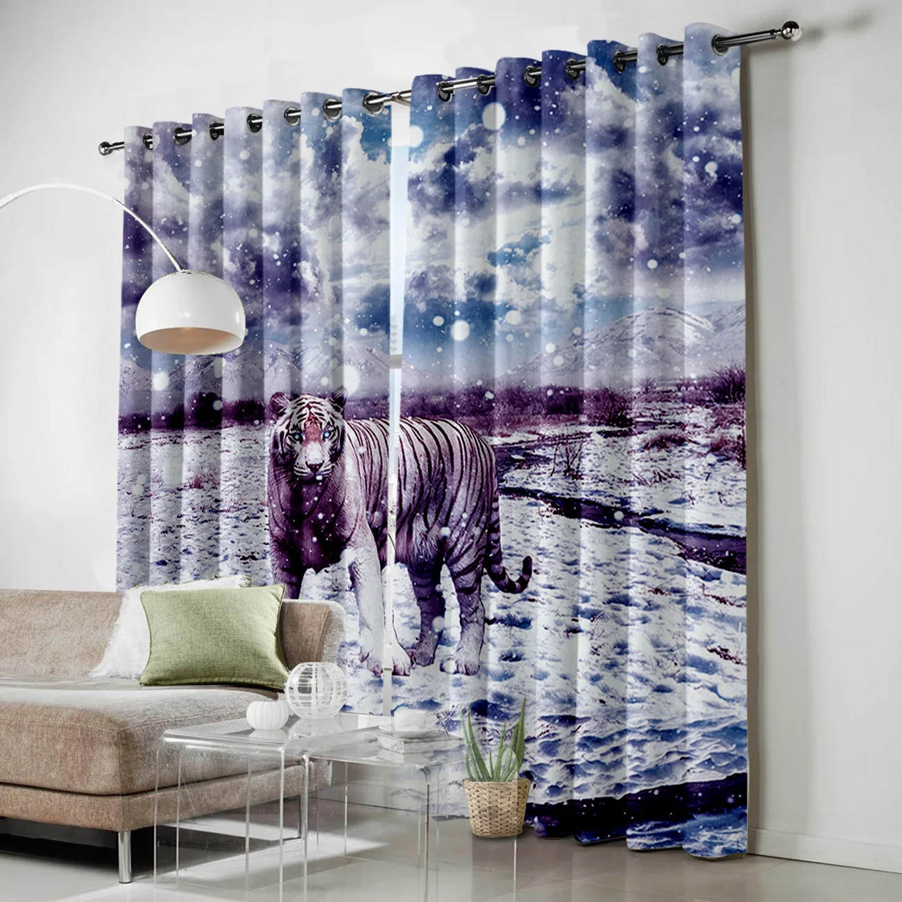 Модные оконные шторы для гостиной тигр на снежную штору | Дом и сад