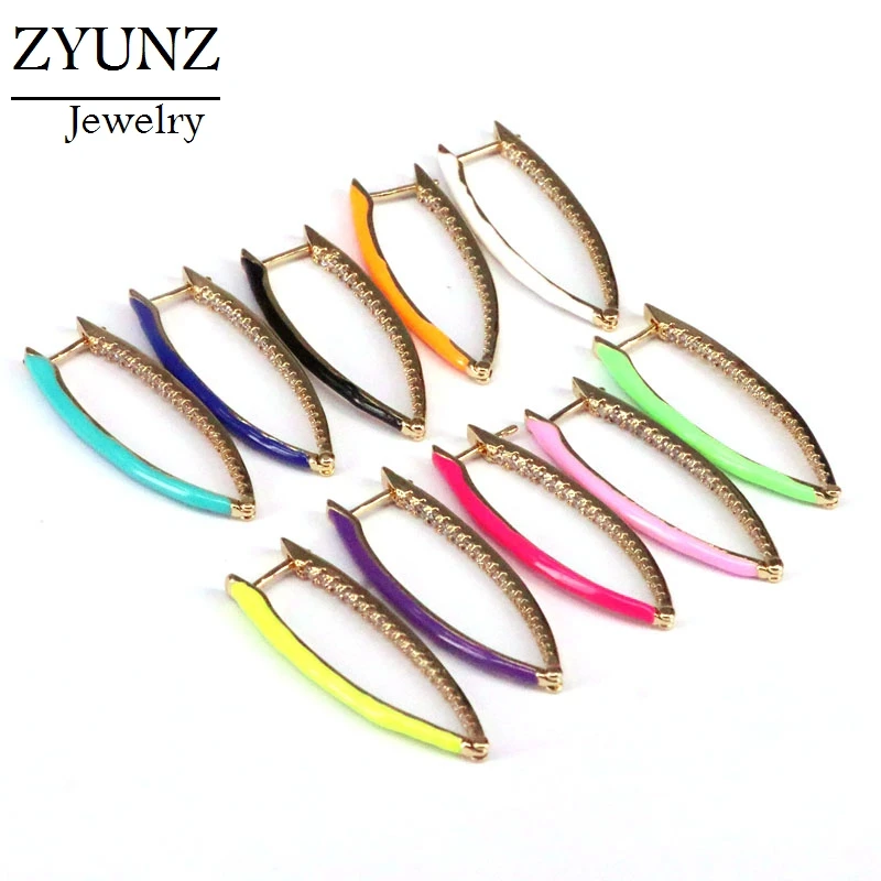 

4 Pairs, New Fashion Statement Jewelry for Women Enamel Gold-Color V Shaped Earrings Huggie Hoop Earrings 2020 Brincos Gifts