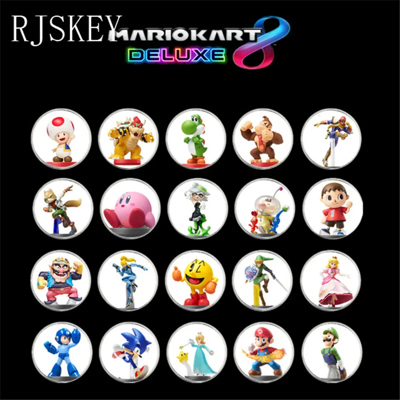 20Pcs Mario Kart 8 Полный набор 20 шт./компл. Mario Kart 8 NFC карта для Amiibo Коллекционная монета бирка Ntag215 печатная наклейка NFC бирка NS/Switch/WiiU Быстрая - Цвет: 20Pcs Mario Kart 8