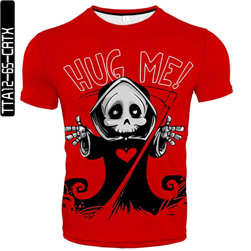 

2021 Summer Men 3D Print T Shirt Male Unisex Short T Shirt Skull Devil Street Hip Hop Fashion Style