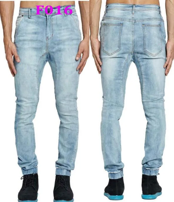 Men Jeans Elastic Waist Skinny Jeans Stretch Ripped Jeans Mens Denim Pants Embroidered Stretch Slim Print Jeans Multiple Styles