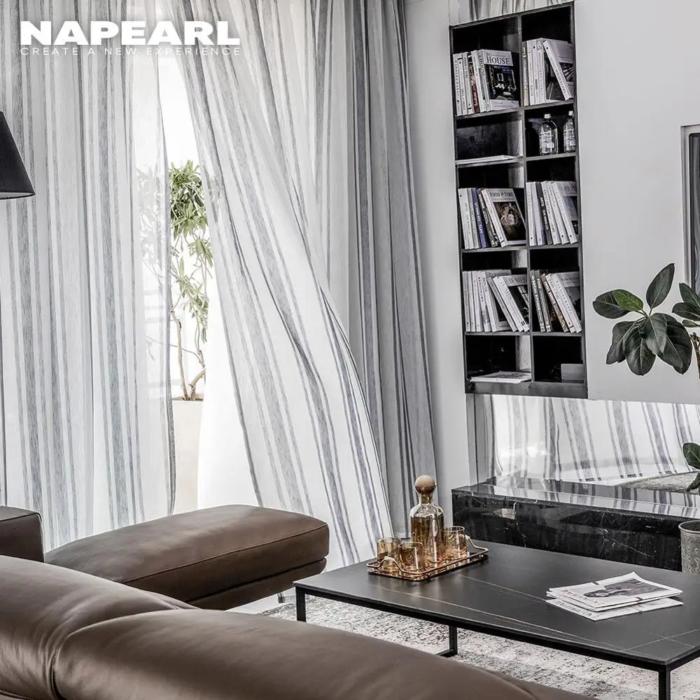 1 шт. в полоску из искусственного льна для занавесок полупрозрачная жаккардовая