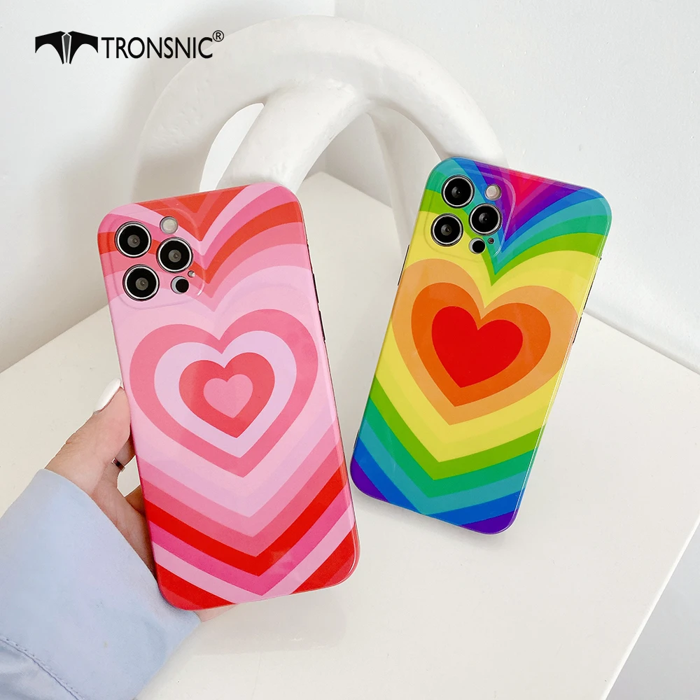 

Love Fully Protected Phone Case for iPhone 12 11 Pro Max XR Xs Max Soft Red Rainbow Silicone Case for iPhone 7 8 Plus Cover Capa
