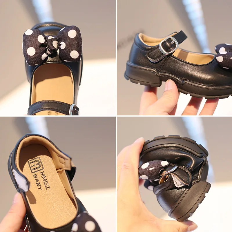 Girls Shoes Dot Bowtie Mary Janes Baby Kids Princess Black Casual White Shallow Dance paryt Toddlers |