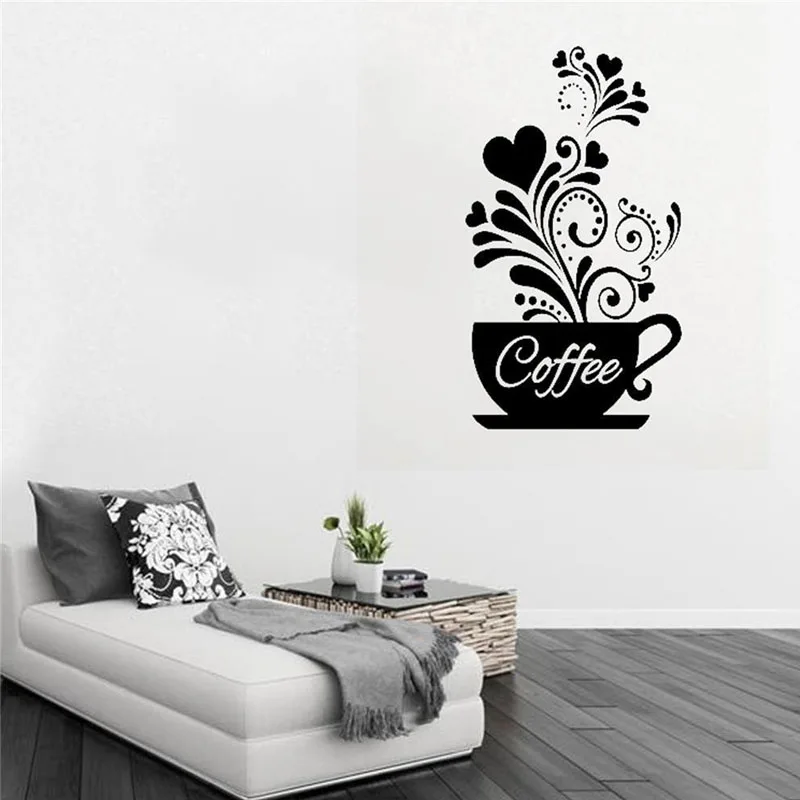 

Kreative Blume Reben Kaffee Tasse Wand Aufkleber Für Cafe Restaurant Dekoration Decals Tapete Hand Geschnitzte Küche Aufkleber