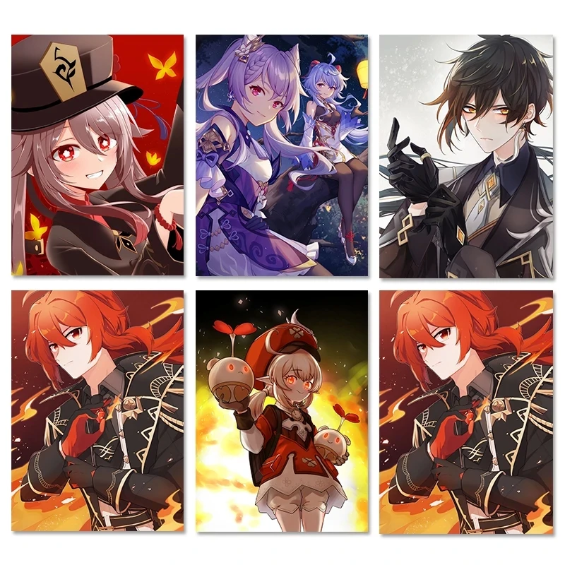 

5d Diy Diamond Painting Genshin Impact Wall Art Handmade Cross Stitch Picture Japan Animation Role Full Round Drill Embroidery