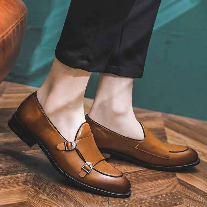 

Business Men's Dress Shoes Fashion Elegant Formal Wedding Shoes Men Slip On PU Shoes For Men Size 38-44 scarpe uomo eleganti