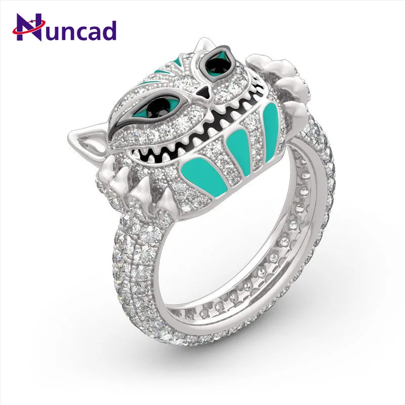 Кольцо в стиле панк с серебряным черепом головой глазами ушами рта зубами