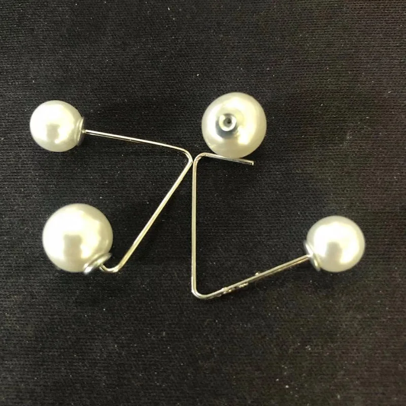 silver2 Настоящие серьги с кисточками Aretes E1015 han edition, индивидуальные серьги с открытым жемчугом, прекрасный двойной треугольник - Окраска металла: silver2